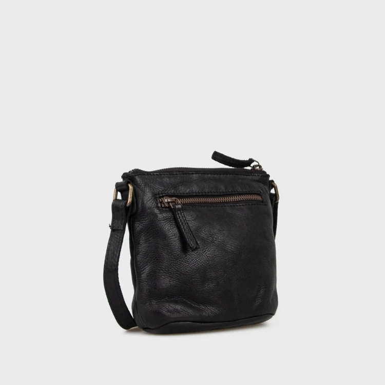 Charlo lille crossbody taske i læder - sort