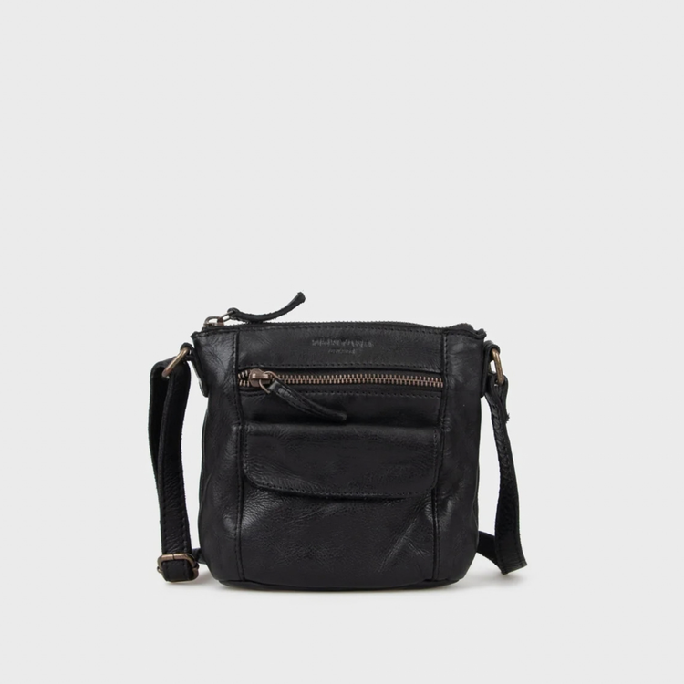 Charlo lille crossbody taske i læder - sort