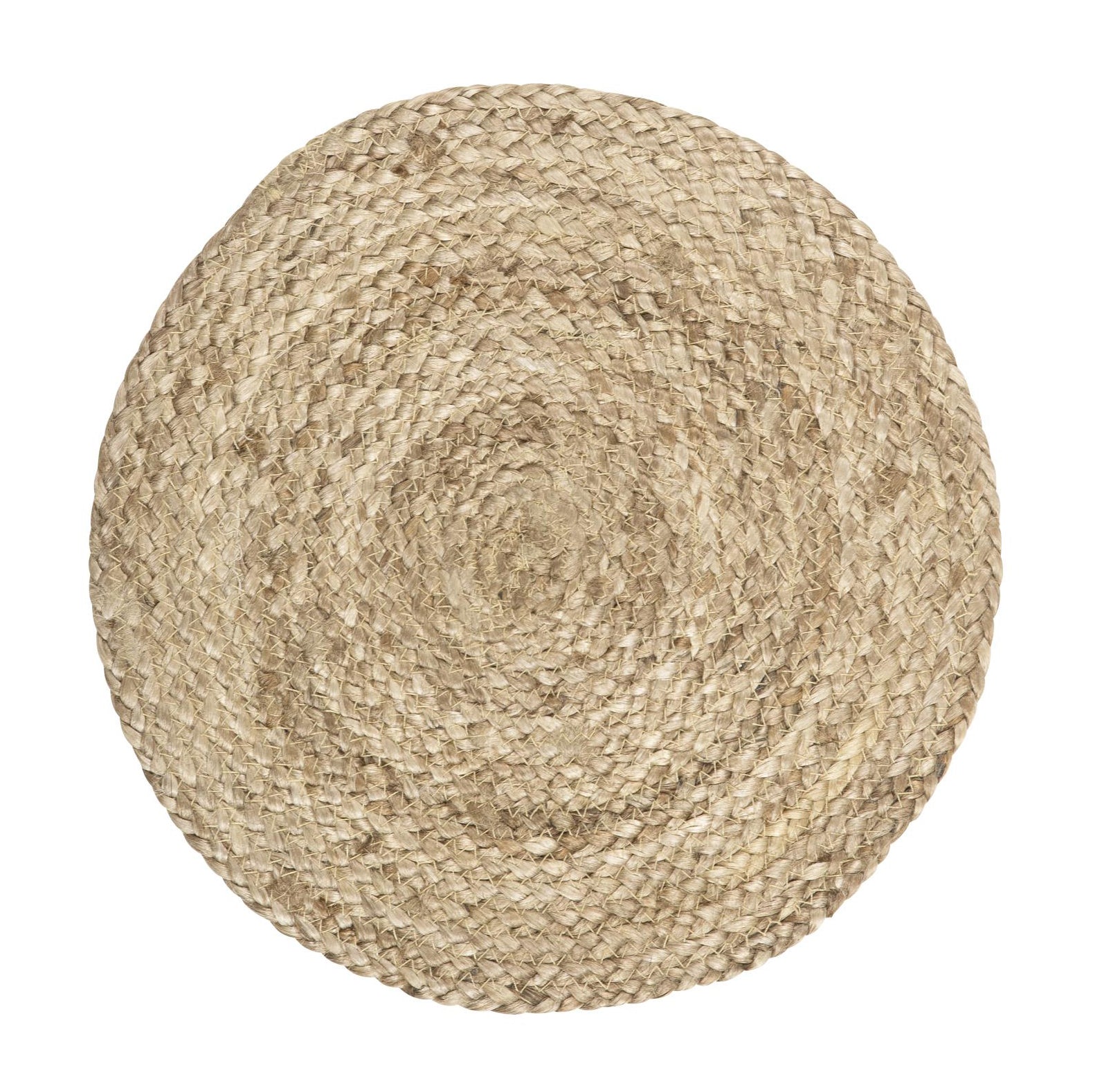 Dækkeserviet i jute materiale, rund form.