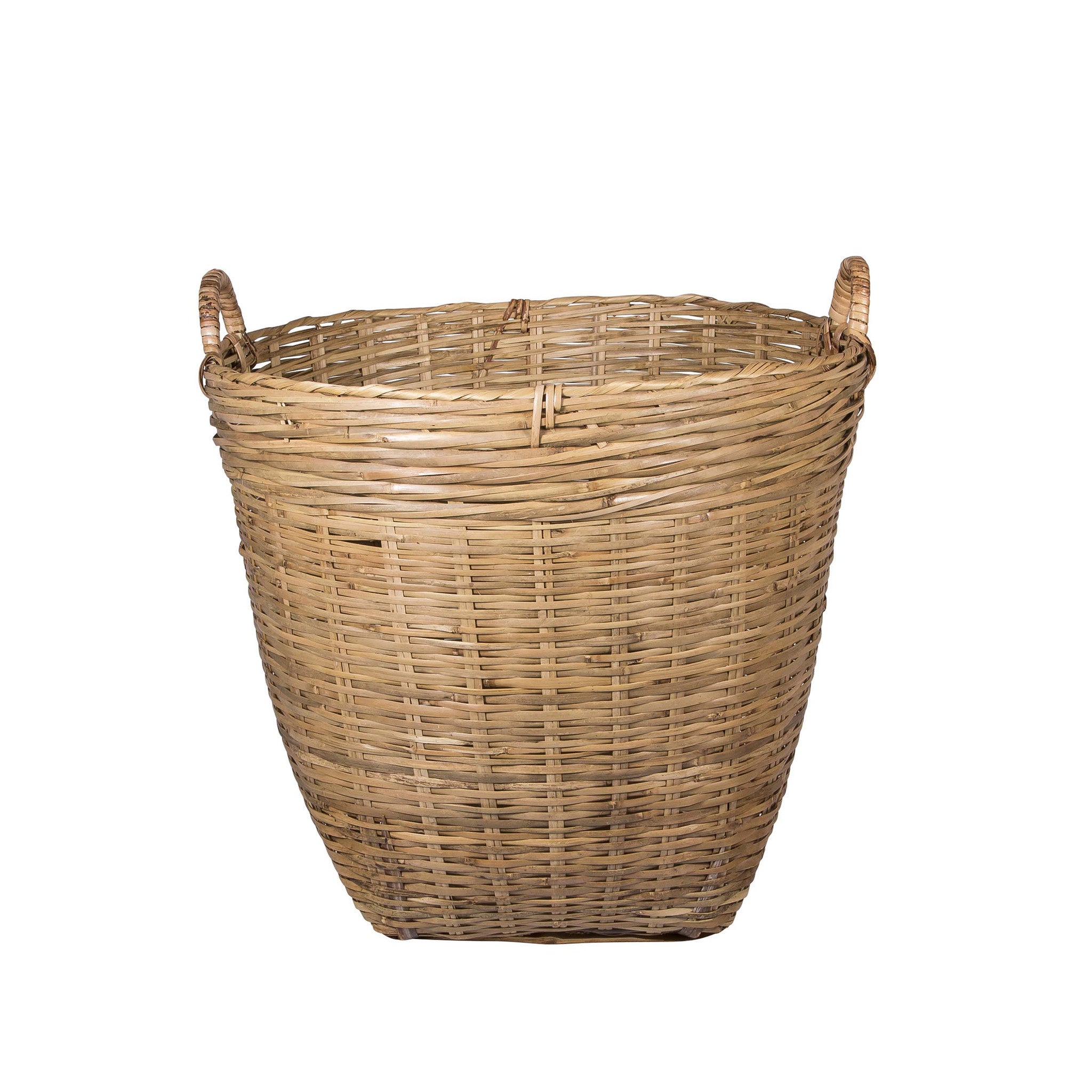 Markedskurv flettet i palmebladde. Er oplagt til opbevaring af vasketøj, puder, tæpper, legetøj og så videre.