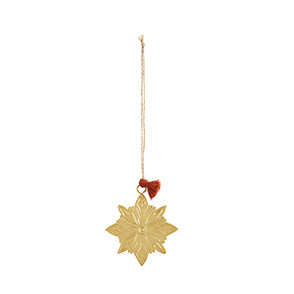 Stjerne til ophæng med rød kvast. Stjernen er lavet af recycled jern.