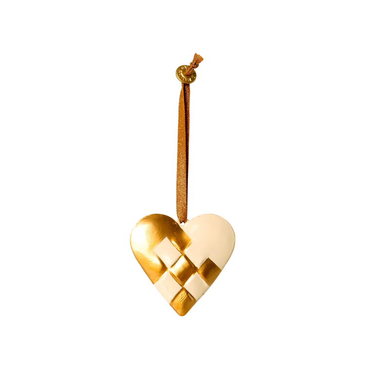 Metal ophæng, Flettet hjerte - Guld