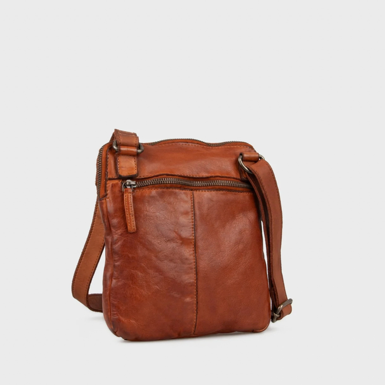 Atkins crossbody taske i læder - cognac
