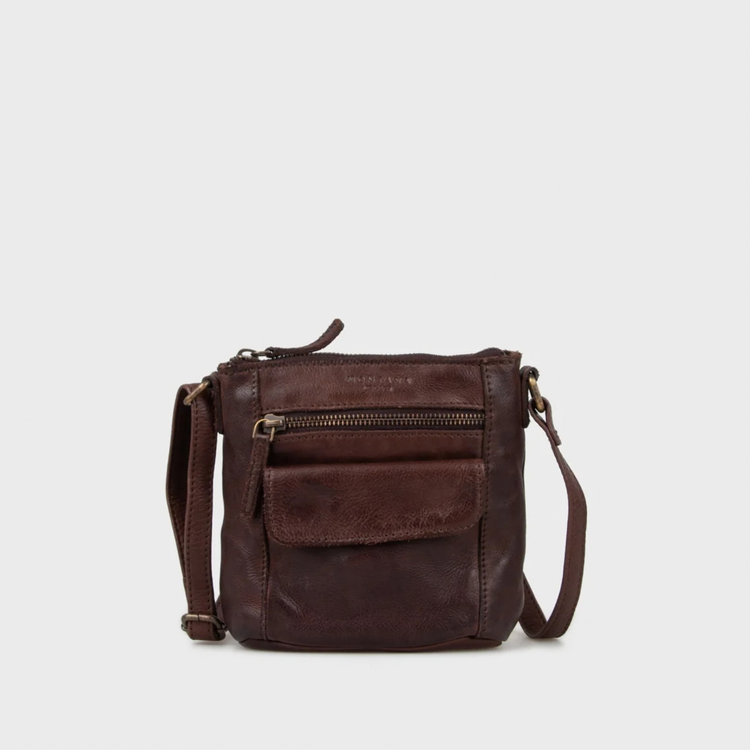 Charlo lille crossbody taske i læder - brun