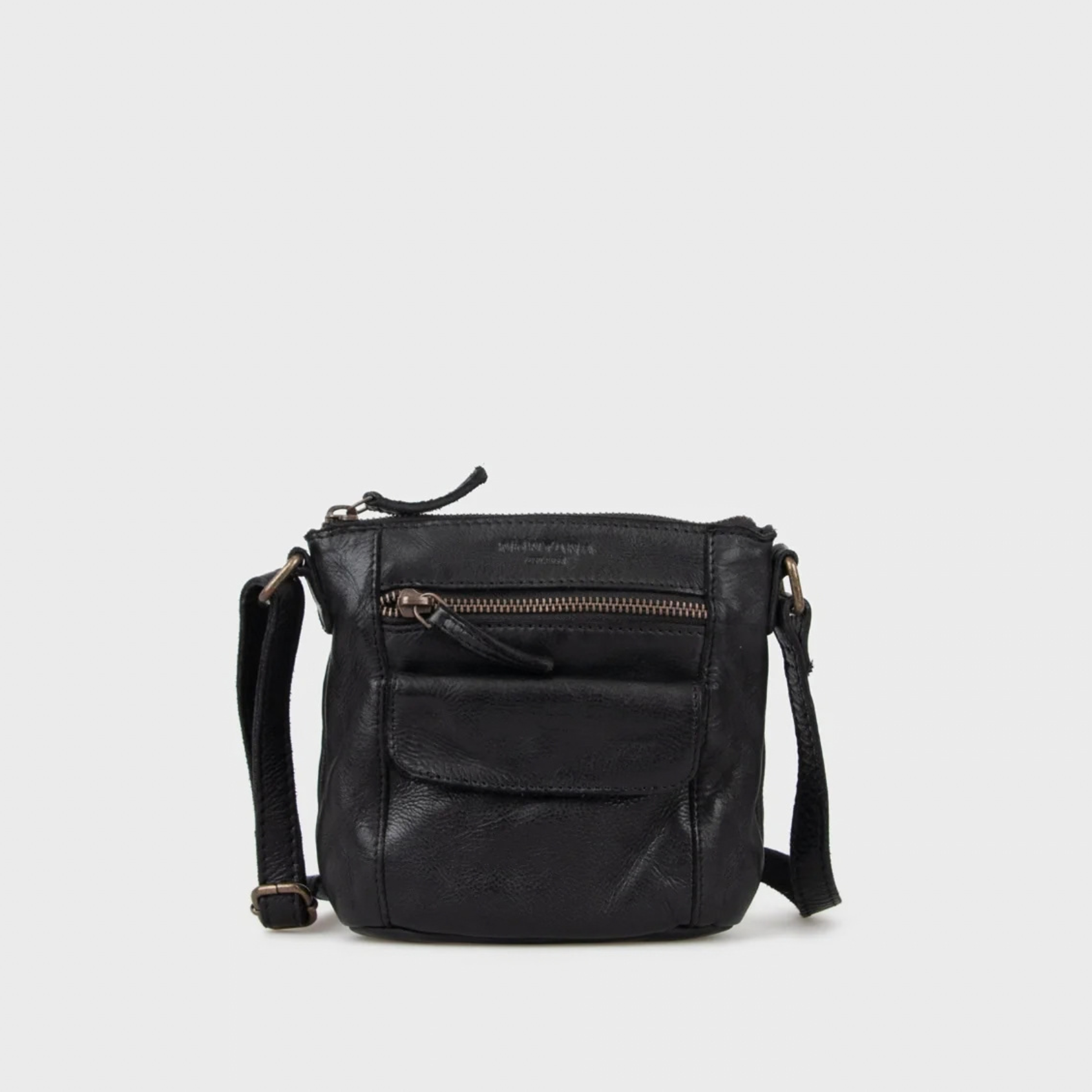 Charlo lille crossbody taske i læder - sort