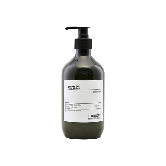 Meraki balsam giver dit hår fugt. Linen Dew indeholder aloevera og advokado olie.